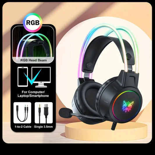 ONIKUMA Gaming Headset: RGB Aluminum Frame, Surround Sound, Compatible With PC & Mobile - Get Superior Audio Quality Now!