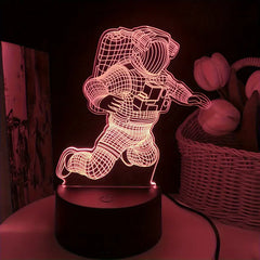 3D Night Light Astronaut Black Base Colorful Color Changing Touch Switch