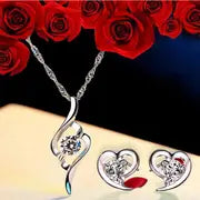 Creative Heart Shaped Earrings & Necklace Set, For Girls Cute Holiday Gift Party Gift