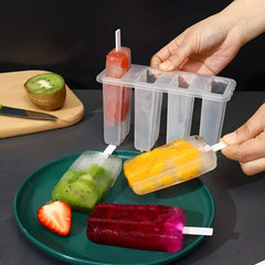 4-Pack Plastic Popsicle Molds, DIY Ice Pop Maker With Durable PP Material, Creative Ice Cream Stick Mold Set