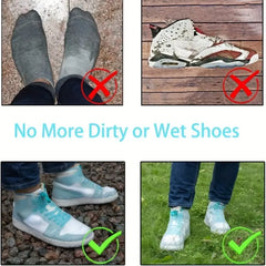 1pair Rubber Rain Boot Overshoes For Outdoor Use, Silicone Waterproof Shoe Covers, Rainy Day Shoe Cover, Reusable Non-Slip Rain Boots