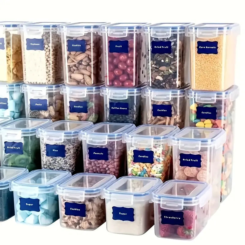 36pcs Reusable Food Storage Container Labels with Pen - Waterproof, Glue-Free, Self-Adhesive Blackboard Sticker, Vinyl Material, for Spices, Cheese, and More, Kitchen Organization Accessories