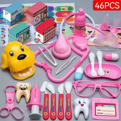 Pretend Play Doctor Toy Set, Including Stethoscope, Syringe, And Dental Tools, Birthday Gift (Random Colors For Some Accessories)