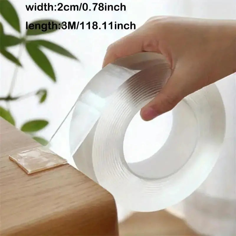 Versatile Nano Double-Sided Tape, Reusable & Washable - Ideal for Home, Kitchen, Bathroom, Office & Car Use, Transparent Adhesive Mounting Tape