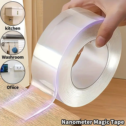 Versatile Nano Double-Sided Tape, Reusable & Washable - Ideal for Home, Kitchen, Bathroom, Office & Car Use, Transparent Adhesive Mounting Tape