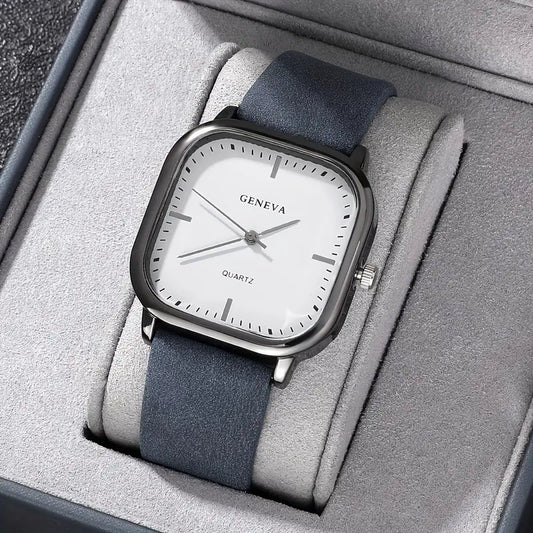 1pc Men's Simple Business Square Quartz Watch, Men's Accessories