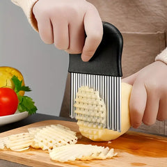 Stainless Steel Crinkle Cutter - Versatile Wavy Slicer for Fruits, Vegetables & Salads - Durable Kitchen Gadget for Perfect French Fries & Carrot Sticks