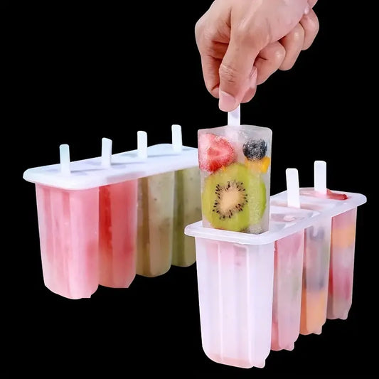 4-Pack Plastic Popsicle Molds, DIY Ice Pop Maker With Durable PP Material, Creative Ice Cream Stick Mold Set