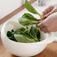 Versatile Rice Washing Bowl with Easy-Drain Strainer - Food-Safe Plastic, Perfect for Healthy Meal Prep & Kitchen Efficiency