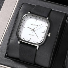 1pc Men's Simple Business Square Quartz Watch, Men's Accessories