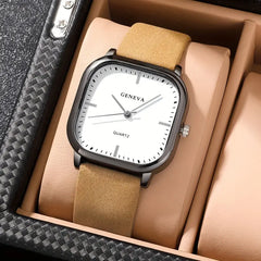 1pc Men's Simple Business Square Quartz Watch, Men's Accessories