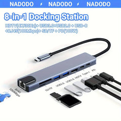 8-in-1 USB C Hub Multiport Adapter, USB-C Hub with 4K Output, 100W Power Delivery, USB 3.0 5Gdps Port, SD/TF Card Reader Adpater, Compatible for MacBook Pro, XPS, Chromebook and More