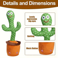 Dance Cactus Talking Cactus Toys, Dance Cactus Imitation Toys And LED English Singing Can Talk For 15 Seconds Recorder Music Toys Christmas, Halloween Gift