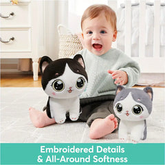 Cuddly Cartoon Cat Plush Toy - Soft Polyester Stuffed Animal Companion, Perfect for Room Decor & Birthday Gifts, Black/Grey