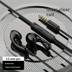 High-Quality Semi-In-Ear Wired Headphones with Mic - Universal 3.5mm, HIFI Sound, Perfect for Phones & Gaming