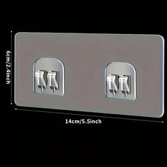 Strong Adhesive No-Damage Wall Hook - Transparent, Non-Slip Invisible Hanger for Bathroom & Kitchen Essentials