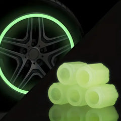 4pcs Glow-in-the-Dark Valve Stem Caps for Cars & Bikes - Fit, Waterproof PVC Tire Valve Covers, Decorative Auto Accessories