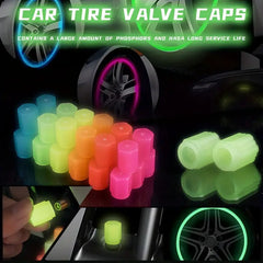 4pcs Glow-in-the-Dark Valve Stem Caps for Cars & Bikes - Fit, Waterproof PVC Tire Valve Covers, Decorative Auto Accessories