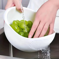 Versatile Rice Washing Bowl with Easy-Drain Strainer - Food-Safe Plastic, Perfect for Healthy Meal Prep & Kitchen Efficiency