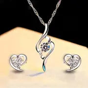 Creative Heart Shaped Earrings & Necklace Set, For Girls Cute Holiday Gift Party Gift