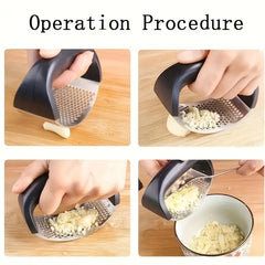 tainless Steel Garlic Press - Easy-to-Use Manual Mincer, Crusher & Peeler - Essential Kitchen Gadget for Effortless Garlic Prep