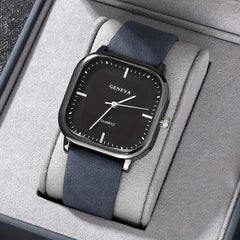 1pc Men's Simple Business Square Quartz Watch, Men's Accessories