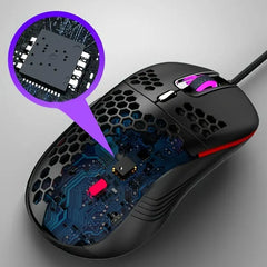 Wired USB Gaming Mouse With Heat Dissipation Lightweight Wired LED Gaming Mouse Honeycomb Design 7200dpi Ergonomic Optical 6 Buttons Gaming Mice For Computer Laptop