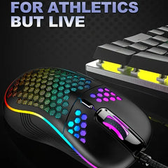 Wired USB Gaming Mouse With Heat Dissipation Lightweight Wired LED Gaming Mouse Honeycomb Design 7200dpi Ergonomic Optical 6 Buttons Gaming Mice For Computer Laptop