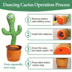 Dance Cactus Talking Cactus Toys, Dance Cactus Imitation Toys And LED English Singing Can Talk For 15 Seconds Recorder Music Toys Christmas, Halloween Gift