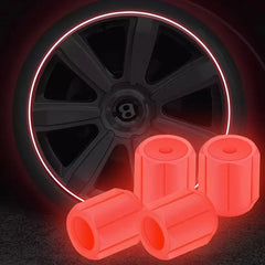 4pcs Glow-in-the-Dark Valve Stem Caps for Cars & Bikes - Fit, Waterproof PVC Tire Valve Covers, Decorative Auto Accessories