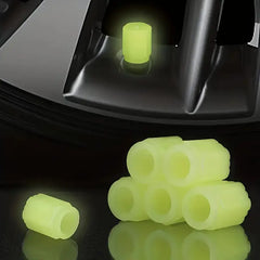 4pcs Glow-in-the-Dark Valve Stem Caps for Cars & Bikes - Fit, Waterproof PVC Tire Valve Covers, Decorative Auto Accessories