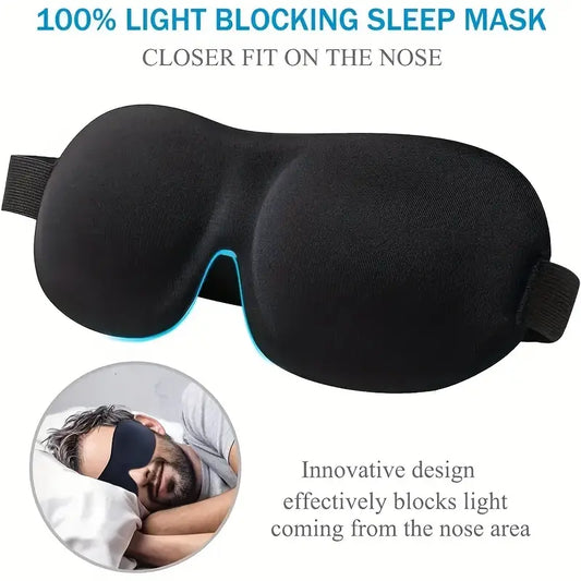 3D Contoured Sleep Mask, 100% Light Blocking Eye Mask, 1/5/10pcs Options, Ultra-Soft Skin-Friendly Material, Adjustable Strap, Breathable, Lightweight Eye Cover For Rest & Travel 800