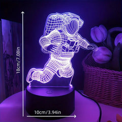 3D Night Light Astronaut Black Base Colorful Color Changing Touch Switch