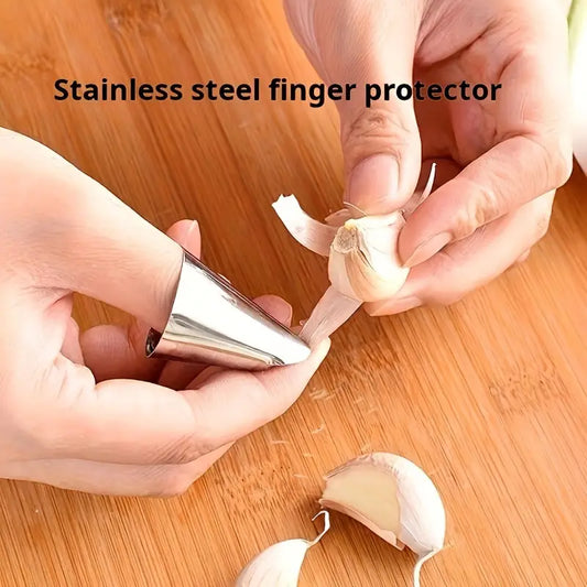 Stainless Steel Garlic Peeling Finger Protector - Multifunctional Kitchen Tool for Peeling Garlic, Beans, Nuts & Vegetable Picking - Durable Finger Guard for Safe Food Preparation