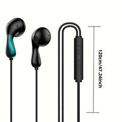 High-Quality Semi-In-Ear Wired Headphones with Mic - Universal 3.5mm, HIFI Sound, Perfect for Phones & Gaming