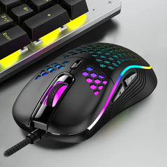 Wired USB Gaming Mouse With Heat Dissipation Lightweight Wired LED Gaming Mouse Honeycomb Design 7200dpi Ergonomic Optical 6 Buttons Gaming Mice For Computer Laptop