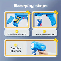 Bubble Gun Magic Bubble Blaster Handheld Fully Automatic Bubble Gun Toy LED Light, 10 Holes Automatic Gun, Perfect For Party And Gift (No Bubble Liquid Or Battery)