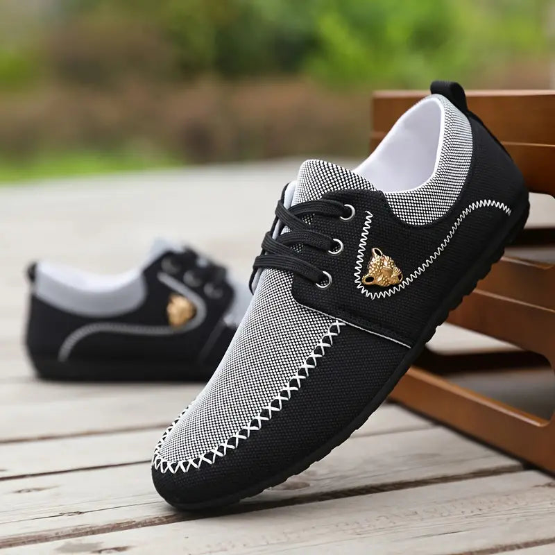 Men's Trendy Colour Block Business Shoes, Comfy Non Slip Lace Up Breathable Durable Formal Shoes, Men's Footwear